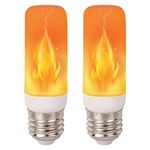 Lyai 2Pcs LED Flame Light Bulbs, 3W E27 LED Realistic Fake Flame Lamp, Fire Light Flickering Light Bulb 4 Lighting Modes for Party, Dancing, Garden Indoor Outdoor Party Decorative