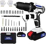 21V Cordless Power Drill Set,Electric Screwdriver Kit Combi Drill with 2 Speed,25+1 Torque 45Nm Max 3/8" Chuck Handheld Drills Driver with 1500 mAh Li-Ion Battery,Fast Charger,26PCS Drill Bits