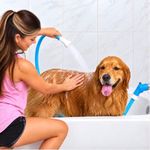 Rinseroo Slip-On Bathtub Faucet Sprayer Attachment. Ultra-Flex Dog Shower Hose Adapter Portable Hose Attachment with Sprayer Pet Showerhead Attach Tub Spout 5 Foot Hose. No Install for Speedy Washing