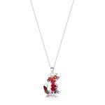 Shrieking Violet 925 Sterling Silver Cat Real Flower Pendant Necklace - Assorted Flowers (Multicolour)