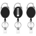 Retractable Keyring 3 Pcs Heavy Duty Reel Clips Retractable Lanyard Badge Reels Keychain for Holding a ID Card Holder, Pass Card Badge, Keys or Cell Mobile Phone