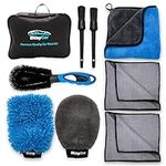 ShinyCar® UK: Premium Car Washing Kit With Bag. Microfibre Valet Wash Mitts, Large Exterior Drying Towel, Waffle Cloths, Alloy Wheel Cleaning Brush, Detailing Brushes, Valeting Product Gift Set