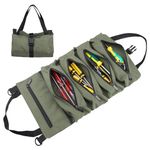 BAQRAXIA Tool Bag, Roll Up Small Tools Box Storage, Heavy Duty Tool Organizer, Tool Gifts for Men Dad Husband Boyfriend Grandpa, Gifts for Father's Day Birthday (Green)