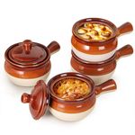 LIFVER 18 OZ French Onion Soup Bowls & Crocks Set of 4 - Ceramic Bowls with Handle and Lid for for Soup, Stew, Chilli - Oven & Dishwasher Safe