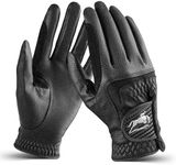 FINGER TEN Women’s Horse Riding Gloves PU Leather Equestrian Gloves with Comfortable Grip, Breathable Touchscreen Stretch Fit for Horseback Riding, Training & Outdoor Sports (Jet Black, Large)