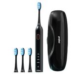 Perfora Rechargeable Smart Sonic Electric Toothbrush For Adults | With 4 Modes & 60 Day Battery Life | IPX7 Waterproof Sonic Tooth brush with 4 Brush Heads & Travel case | 2 Year Warranty