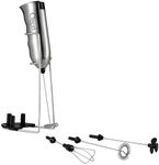 Ozeri Deluxe Milk Frother and Whisk in Stainless Steel with Stand and 4-Frothing Attachments