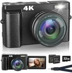 4K Digital Camera with Flash, 48MP 