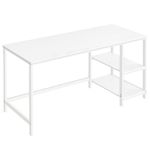 VASAGLE Computer Desk, Writing Desk with 2 Shelves on Left or Right, Work Table for Office Living Room, Steel Frame, Modern, Maple White LWD055W01