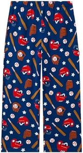 EASWEET Bamboo Viscose Toddler Boys Wide Leg Pajama Pants Elastic Waist Pajama Bottom with Pockets, Baseball Game, 6 Years
