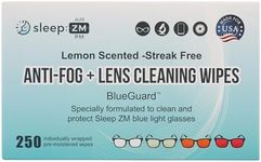BlueGuard™ Pre-Moistened Eyeglass Wipes – 250 Count by Sleep ZM – Anti-Fog + Cleaning Wipes for Blue Light Glasses, Screens, Sunglasses & AR Coated Lenses – Individually Wrapped