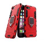 Cascov Defender Case | Rotating Ring Holder & Kickstand in-Built | Military Grade Armor | Bumper Back Cover for iPhone SE 2020 - Armor Red