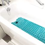 HealthSmart Bath Mat Extra Large No Slip Shower & Bathtub Mat with Suction Cups and Drain Holes for Anti-Slip Grip, Machine Washable, Extra Large, 40 x 15.5, Green