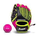 Franklin Sports Teeball Glove - Left and Right Handed Youth Fielding Glove - Neo-Grip - Synthetic Leather Baseball Glove - 9.0 Inch Left Hand Throw - Ready to Play Glove with Ball - Pink