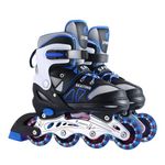 Inline Skates Girls Boys Kids, 4 Size Adjustable for Beginners Roller Skates with Light Up Wheels (Blue, Small Size(12J-2))