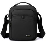 Men's Shoulder Bag Small Messenger Bag Nylon Business Waterproof Lightweight Casual Black Crossbody Bag for Work Travel Outdoor