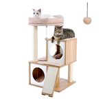 PAWZ Road Cat Tree Multi-Level Cat Tower Furniture with Spacious Perch, Fully Wrapped Sisal Scratching Posts and Replaceable Dangling Balls