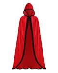 Tarpop Halloween Costume Cape Hooded Red Velvet Cloak Riding Hood Cape Velvet Cloak with Hood for Women Christmas Costume