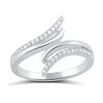 Sterling Silver Cz Wrap Around Bypass Ring - Size 4