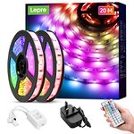 Lepro 20M LED Strip Lights with Remote, Dimmable, RGB Colour Changing, Stick-on Long LED Lights for Bedroom, Kitchen, Room Decoration (2 x 10M, Plug and Play, Bright 5050 LEDs)