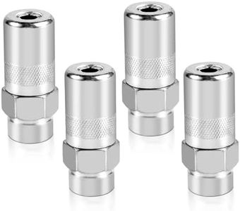 4pcs Grease Gun Couplers, Steel High Pressure Butter Connector Grease Gun Nozzle Tip Replacement 1/8" NPT Threaded Grease Gun Fittings Accessories Fit for Standard 1/8" NPT Grease Hoses