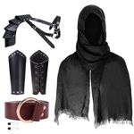 Medieval Knight Costume Men Renaissance Accessories with Retro Shawl Shouler Armor Cape Belt for Halloween Cosplay Party