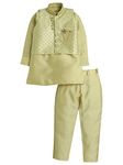 AHHAAAA Kids Ethnic Cotton Silk Blend Nehru Modi Jacket Kurta & Pyjama Set for Boys 8104 (6-7 Years, Green)