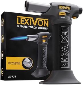 LEXIVON Butane Torch Lighter, Refillable Kitchen Cooking Torch | Self-Igniting with Safety Lock and Adjustable Flame | Pro-Grade Aluminum Tank (LX-775)