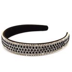 Wecoe Black Headband Rhinestone Headband Women Fashion Crystal Bling Diamond Headband Glitter Sparkly Headband Hair Accessories Holiday Halloween Christmas Gifts For Women Ladies (Silver & Black)