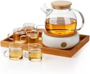 Sliner 9 Pcs Tea Set Glass Teapot, 