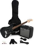 Squier by Fender Electric Guitar Kit, Affinity Series Stratocaster, with 2-Year Warranty, Charcoal Frost Metallic, with Padded Guitar Bag, Frontman 15G Guitar Amp, Guitar Strap, and More