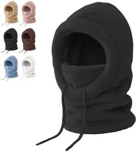 3 in 1 Hat for Women, 2026 New Women Balaclava Winter, Cold Hat Windproof Hooded Scarf, Thick Plush-Lined (Black)