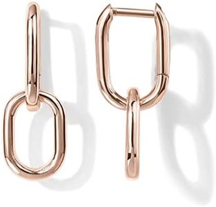 PAVOI 14K Rose Gold Convertible Link Earrings for Women | Paperclip Link Chain Earrings | Drop Dangle Earrings