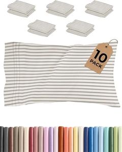 King Pillow Cases Set of 10 - Ultra Soft Hotel Quality Pillowcase Covers - Comfy & Wrinkle Free - Stain & Fade Resistant - Easy-Care, Machine Washable Pillow Protectors - 10 Piece Set - Beige Stripes