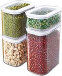 Glad Dry Food Storage Containers – Clear, BPA-Free Kitchen & Pantry Organization | Stackable with Lids | Assorted Sizes, Set of 4