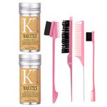 Hair Wax Stick with Hair Comb Set,Styling Wax for Smooth Wigs,Edge Control Stick Anti-Frizz Non-greasy,Unisex Hair Pomade Stick for Flyaways Edge Frizz Hair, 4Pcs Slick Brush Set