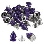 sourcing map 50Sets Cone Spike Stud Rivet, 8x12mm Screw Back Tree Studs and Spikes for Leather Craft, Clothing, Shoes, Belts, Bags (Deep Purple)