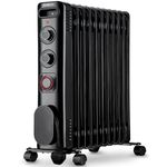 NETTA Oil Filled Radiator 2500W Portable Electric Heater with Thermostat & 24 Hour Timer 2 Power Settings Home Office Energy Efficiency – 11 Fin, Black