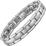 Willis Judd Double Strength Magnetic Bracelet for Men - Adjustable Length with Sizing Tool Silver