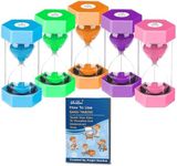 SuLiao Hourglass Sand Timer for Kids, Sand Clock 1/3/5/10/30 Minutes Set, Reloj de Arena Niños, Colorful Plastic Sand Watch Hour Glass Sandglass for Classroom, Games, Kitchen Decor(Pack of 5)