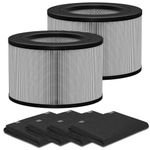 50250-S HEPA Filters Replacement & Carbon Pre-Filter Set Compatible with Honeywell 24000 24500 50250-S 52500 Air Cleaner Purifier, Part Number 24000, (2 HEPA + 4 Carbon Pre-Filter)