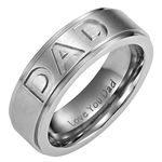 Willis Judd Men's DAD Titanium 7mm Ring Engraved Love You Dad with Gift Pouch (L)