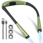 Glocusent Book Light, 3 Color Temperatures Reading Light, Bendable Neck Light, 80 Hrs Lasting Rechargeable Book Light for Reading in Bed, Knitting, Camping, Repairing, Avid Reader Gifts (Green)