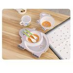 TOYSM Bamboo Baby Tableware Set, Eco Friendly Elephant Shape Bamboo Fiber Dinner Set for Weaning Toddlers/Kids, Set of Plate Bowl Cup Fork and Spoon/Baby Feeding Utensils for Kids and Toddlers (Elephant)