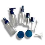 Travel Curry - Travel bottles for Toiletries - 10 in 1 Travel Bottle Kit Set - Leakproof with Lock, Portable Refillable - Use for Shampoo, Body Wash, Face Spray, Perfume (Set of 10 - Navy)