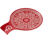 Ceramic Spoon Rest, Cooking Spoon Holder for Kitchen Counter/Stove Top/Dining Table Modern Farmhouse Decorative, Large (Red)