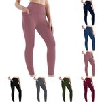 Deals of The Day UK Yoga Pants with Pockets Gym Legging UK Women High Waist Sport Workout Leggings Tummy Control Running Leggings Trouser Pink