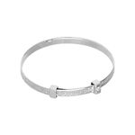 Sterling Silver & Clear CZ Crystal 40mm Adjustable Baby Guardian Angel Bangle