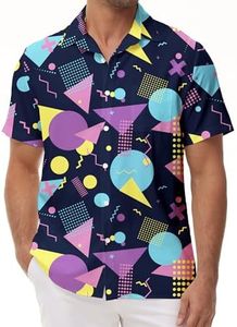 KYKU Mens 80s Costumes Adult 90s Theme Clothing Vintage Hawaiian Shirt, Small
