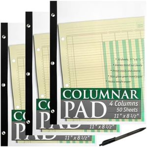 JUSTHANGIN' Columnar Pad, 4 Columns, Designed in the USA, 11 x 8.5 Inches, 50 Sheets Per Pad 76704 Pack of 3 plus 1 Ultra Smooth Pen